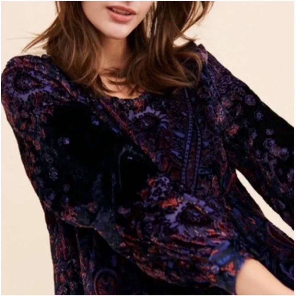 Free People Mirror, Mirror Long Sleeve Velvet Minidress, size M - Picture 2 of 6